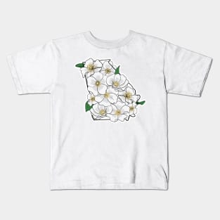 Georgia and State Flower the Cherokee Rose Kids T-Shirt